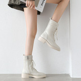 Martens, флисовые демисезонные короткие сапоги с молнией, средней длины