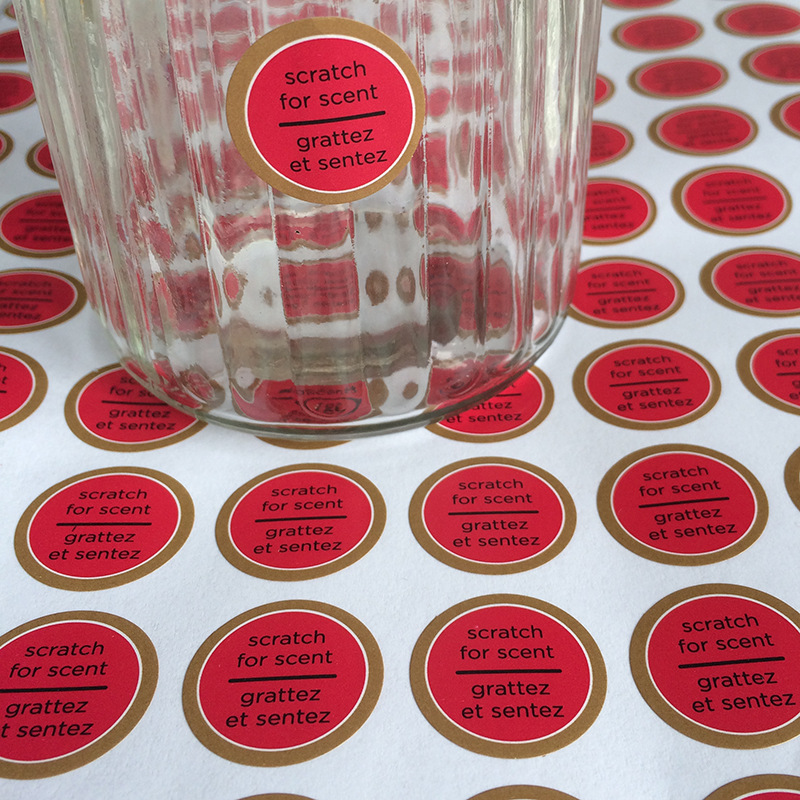 生产香薰贴纸带香味不干胶贴纸香薰蜡烛试闻贴纸香水瓶香味不干胶