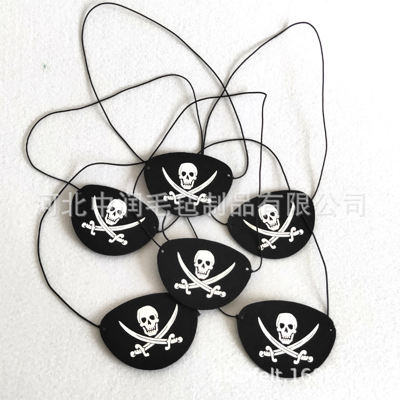 Halloween Props Custom Pirates of the Caribbean Accessories Cyclops Skull Pattern Felt Blindfold Holiday Blindfold