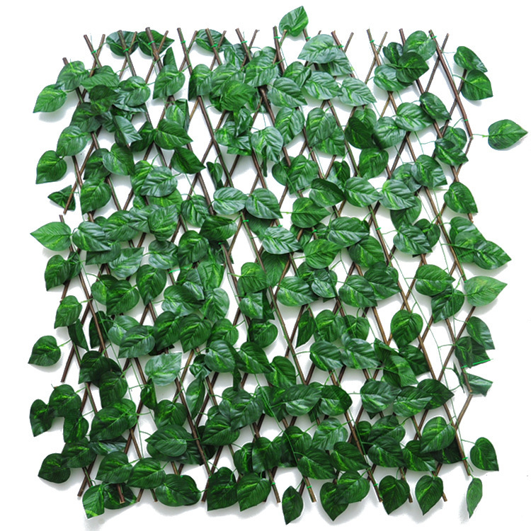 Artificial rattan leaf fence telescopic fence garden decoration with leaf wooden fence artificial wooden telescopic fence