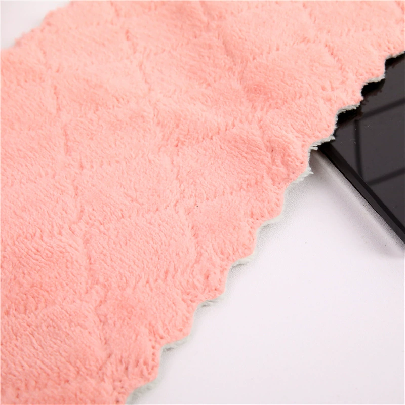Poly -colored double -sided water absorption cloth diamond -shaped dishwasted wet and wet home washing dishes cleaning towels