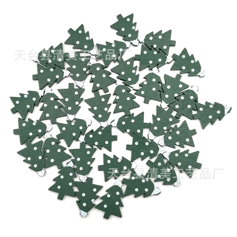 Árbol de Navidad pintado verde bricolaje botones hechos a mano rompecabezas 100 botones de madera por paquete