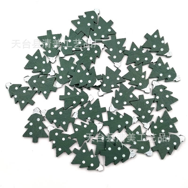 Árbol de Navidad pintado verde bricolaje botones hechos a mano rompecabezas 100 botones de madera por paquete