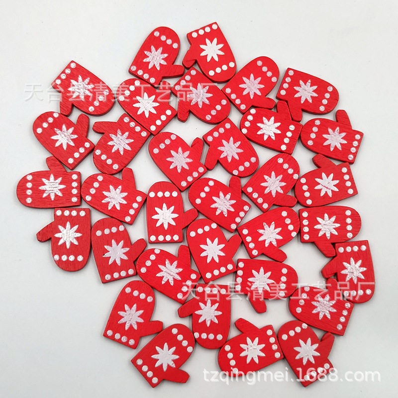 Pieza de madera decorativa navideña de madera Parche hecho a mano de madera para niños de bricolaje 100 piezas por paquete