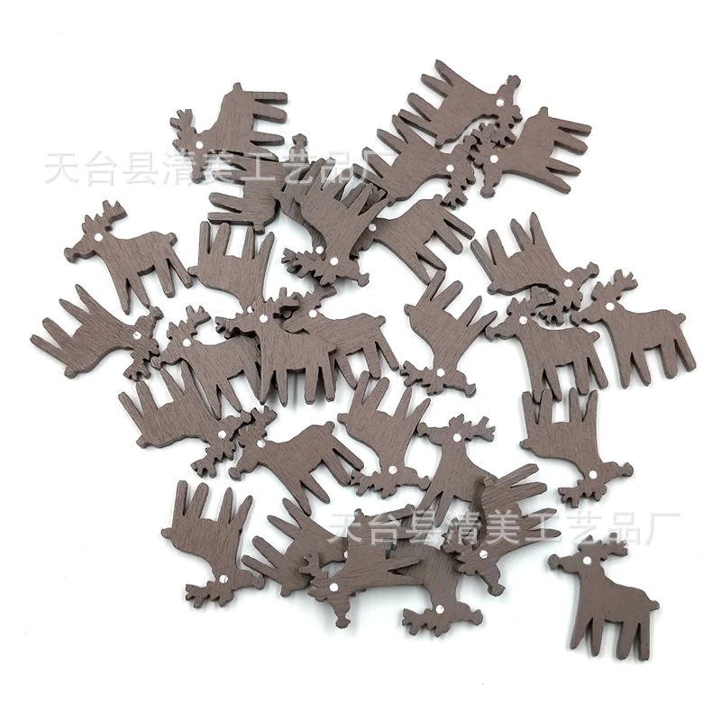 Pieza de madera decorativa navideña de madera Parche hecho a mano de madera para niños de bricolaje 100 piezas por paquete