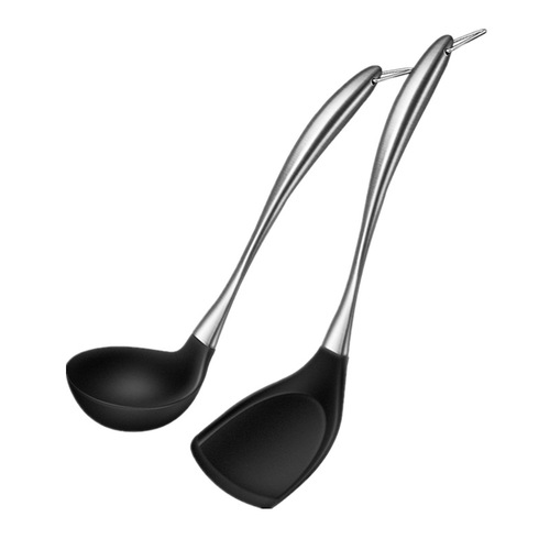 304 stainless steel silicone cooking kitchenware set extended non-stick pot spatula frying spatula thickened insulated soup spoon colander