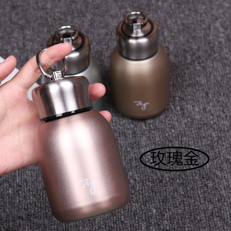 Portátil al aire libre negro 304 Acero inoxidable pequeña grasa Ding regalo taza mini moda portátil Gran taza de vientre taza de bolsillo