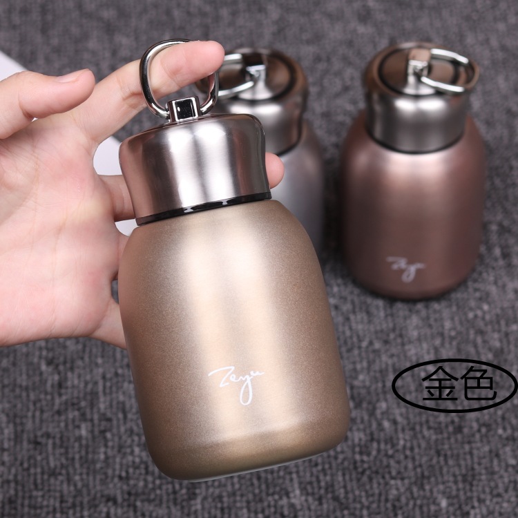 Portátil al aire libre negro 304 Acero inoxidable pequeña grasa Ding regalo taza mini moda portátil Gran taza de vientre taza de bolsillo