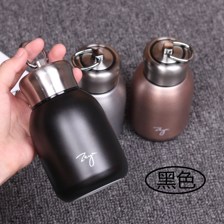 Portátil al aire libre negro 304 Acero inoxidable pequeña grasa Ding regalo taza mini moda portátil Gran taza de vientre taza de bolsillo