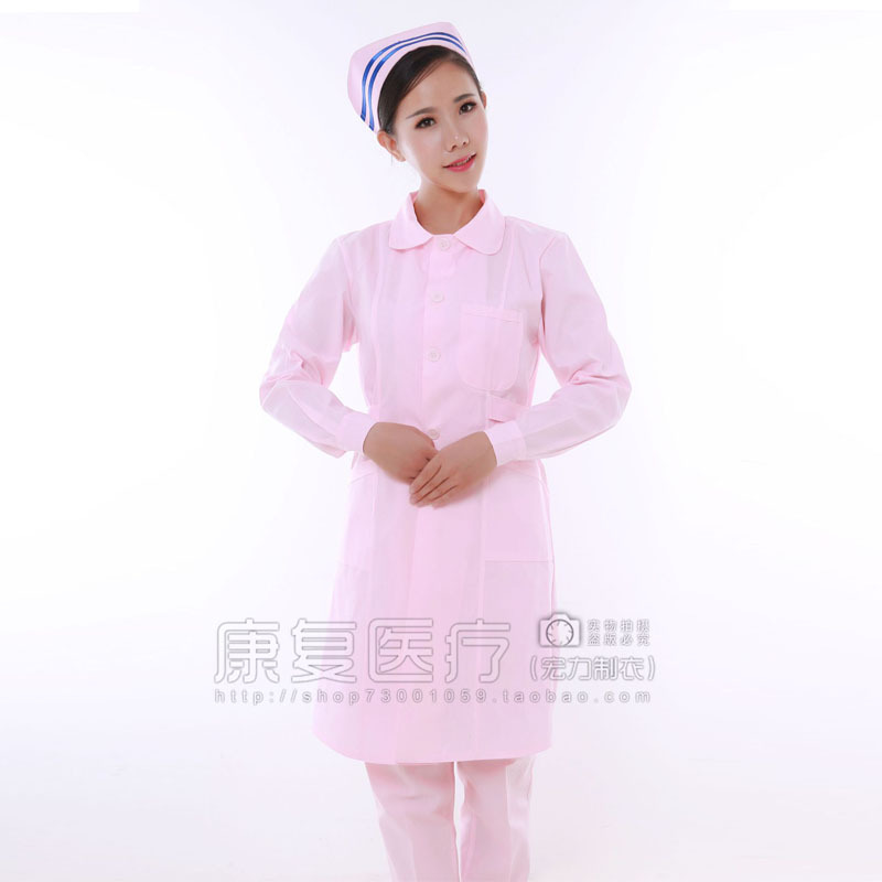 圣雪兰 护士粉色白大褂长袖薄款冬棉 医生服装 技师美容养生工作|ms