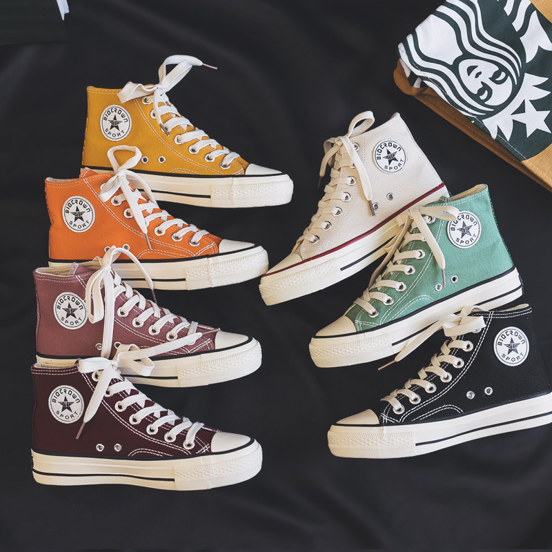 2020 Spring New High-Top Canvas Shoes for Female Students, Versatile Korean Style Cloth Shoes, Harajuku Ulzzang Retro Hong Kong Style 2020 Spring New High-Top Canvas Shoes for Female Students, Versatile Korean Style Cloth Shoes, Harajuku Ulzzang Retro Hong Kong Style