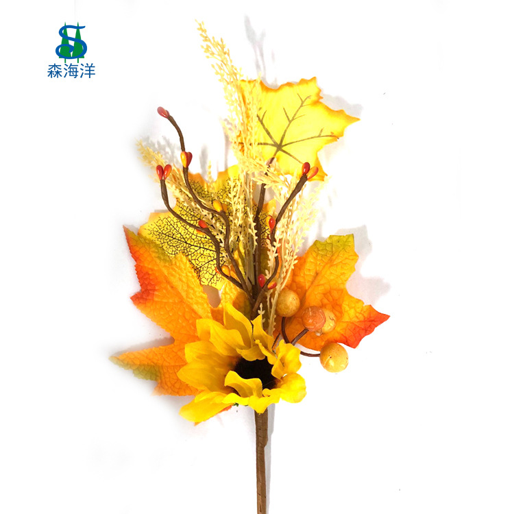 Nueva personalización de la rama de otoño festival de cosecha simulación de rama de hoja de arce simulación de calabaza de hoja de arce Comercio exterior Exportación