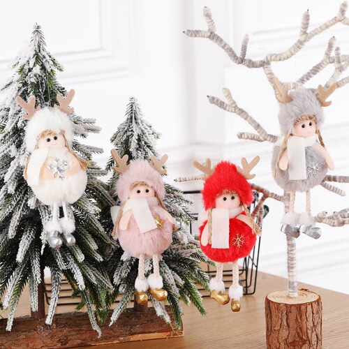 Cross-border Christmas plush angel pendant for children cute doll girl gift Christmas tree pendant
