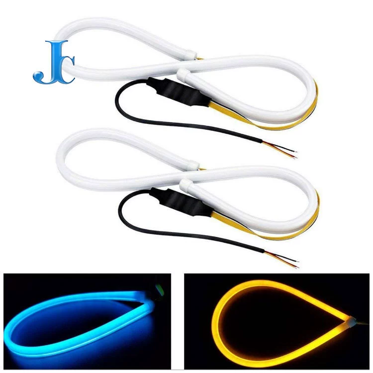 Прямая автомобильная светодиодная слезная световодная лента 30 45 60 см мягкая световая полоса двухцветная силиконовая лампа указателя поворота