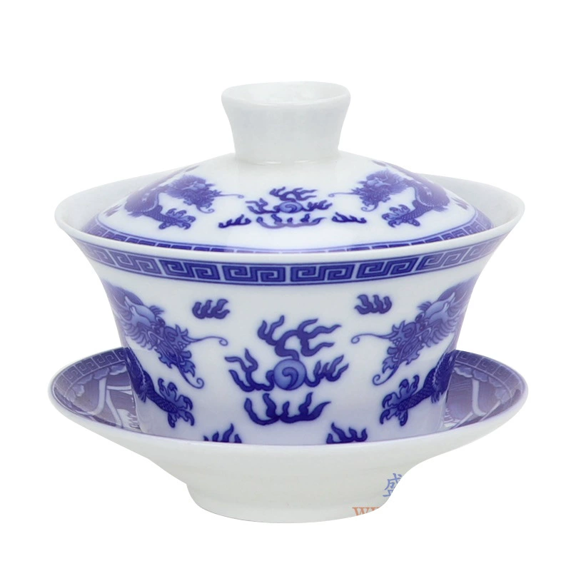 Blue and white ceramic big tea cup, tea set, gift box in gift box