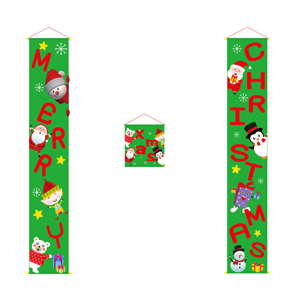 Cortina de Puerta Navideña de Tela No Tejida, Decoración Navideña para Patio o Porche, Bandera Colgante con Letras, Juego de Couplet Navideño
