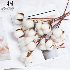 Christmas natural cotton head dried flowers large size comes with wire rod Christmas bouquet decoration materials floral accessories