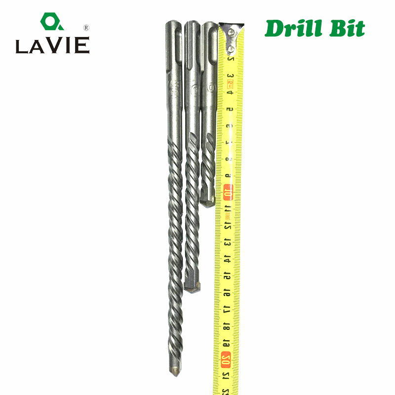 Lavie 10-Piece Set Impact Drill Bits Electric Hammer Drill Bits Tungsten Steel Four-Edged Milling Cutter Two Grooves Round Shank Wall Drilling