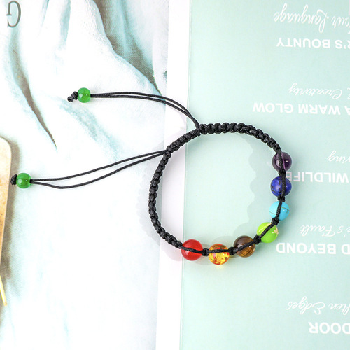 Fashion Amazon Rainbow Color Yoga Energy Braided Bracelet