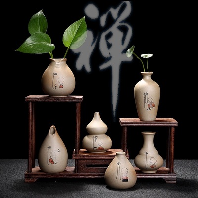 创意陶瓷花瓶简约办公家居桌面摆件小工艺品陶瓷香薰瓶迷你小花瓶|ms