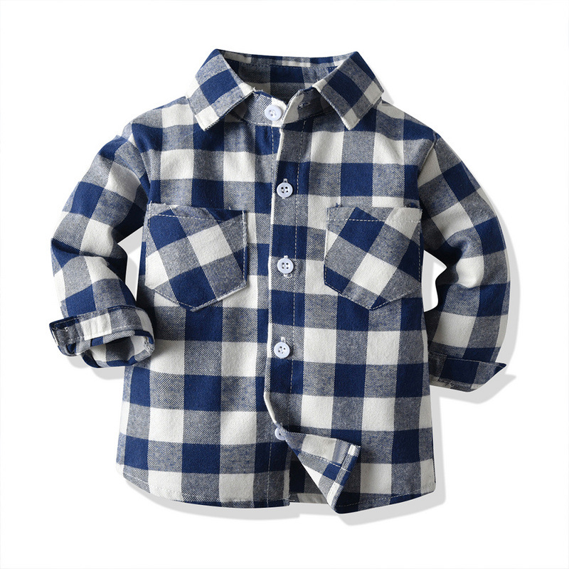 Tem Doger camisa de bebé comercio exterior multicolor clásico a cuadros top de manga larga para hombres y mujeres abrigo de otoño para bebés