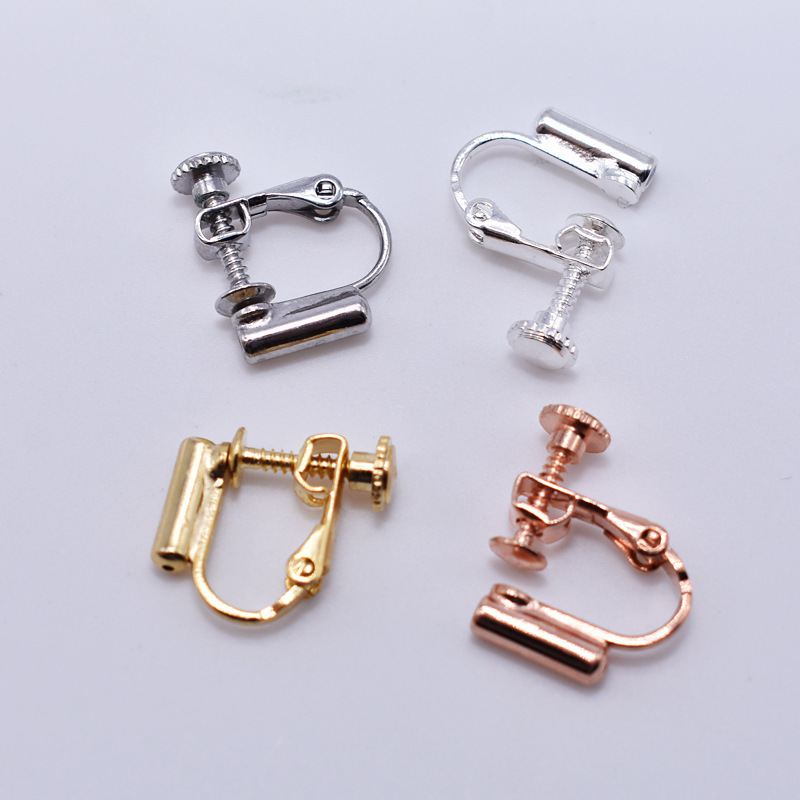 DIY Screw Ear Clips, Rubber Tube Accessories, Wholesale Ear Jewelry, Ear Stud Converter, Starry Sky Earrings, Spiral Ear Clips