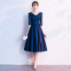 Evening dress 2023 new banquet aura Queen mid-length elegant simple large square big choir dress women