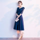 Evening dress 2023 new banquet aura Queen mid-length elegant simple large square big choir dress women