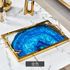 Nordic light luxury electroplated metal glass storage tray blue agate stone pattern pallet model coffee table collection