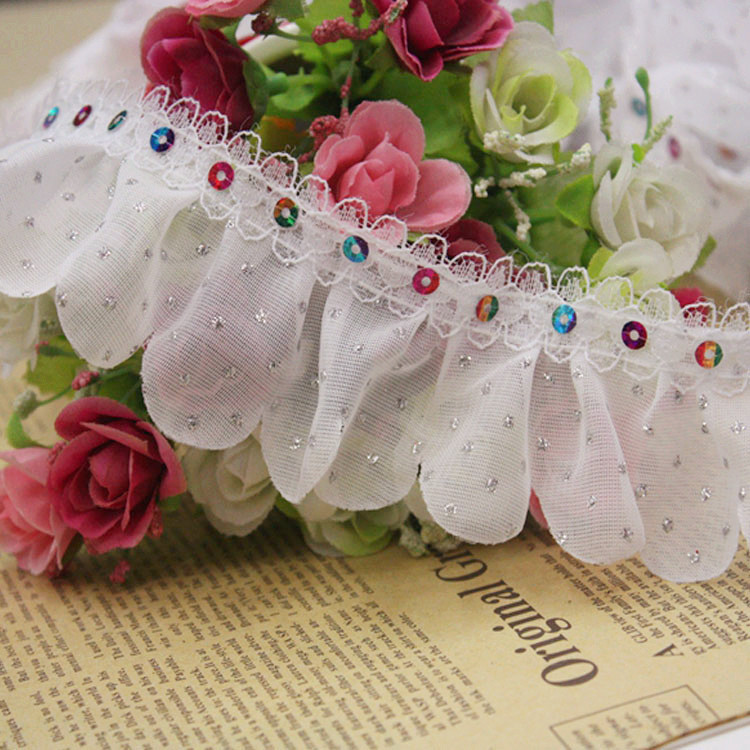 定雪纺超声波压花七彩亮片蕾丝褶皱花边童帽子打折花边雪纺帽子