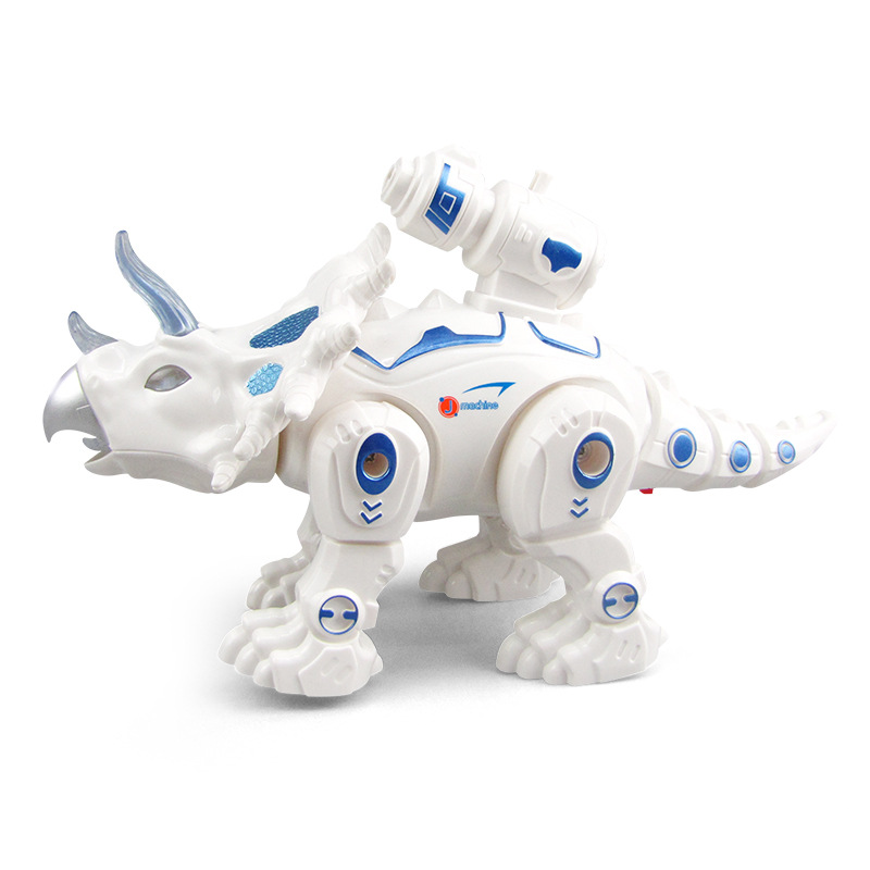 Nueva eléctrica de combate mecánico triceratops luz de música automática para caminar puesto de luz venta caliente al por mayor juguetes de los niños