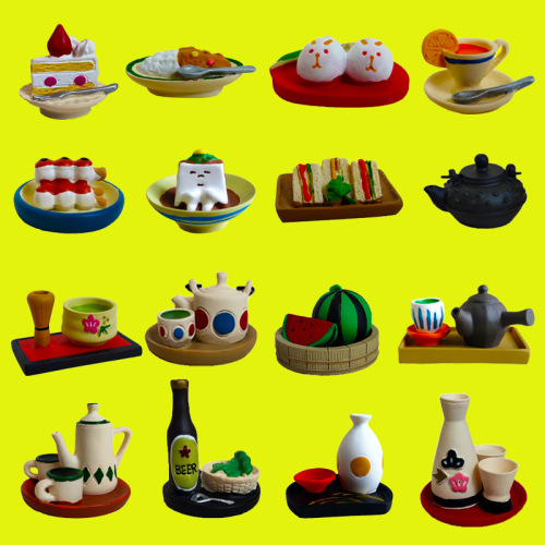 Food and toys Japanese ZAKKS tea set matcha sake iron teapot cake dots INS scene decoration resin crafts pendulum