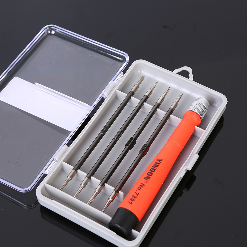 7391a 5PC ajustable de doble uso de precisión destornillador en caja reloj teléfono móvil gafas reparación herramienta traje