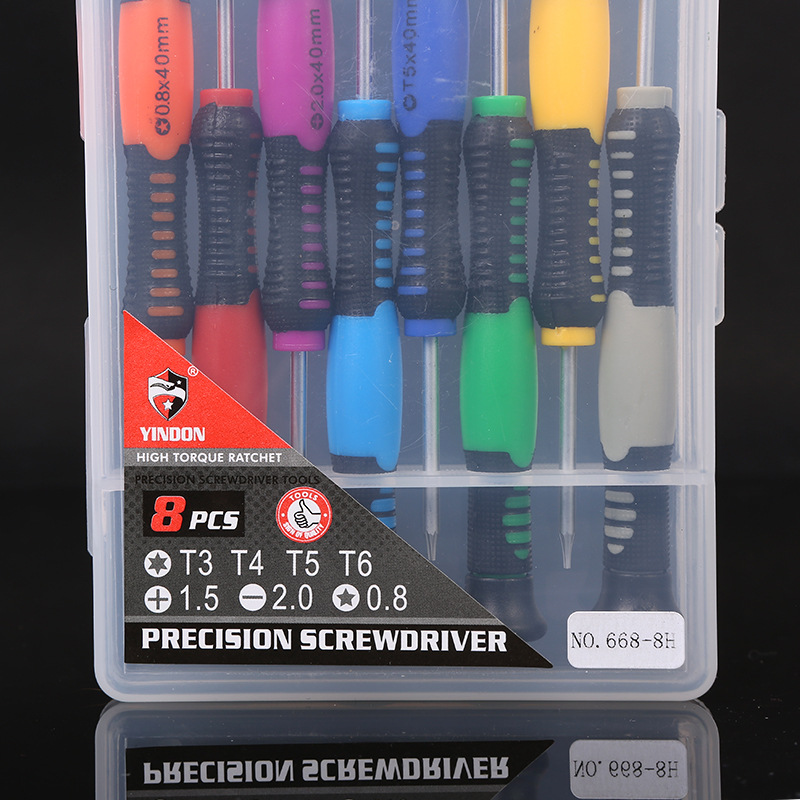 8-en-una caja de plástico multi-tamaño pequeño juego de combinación de destornillador, reloj móvil de reparación y herramientas de desmontaje