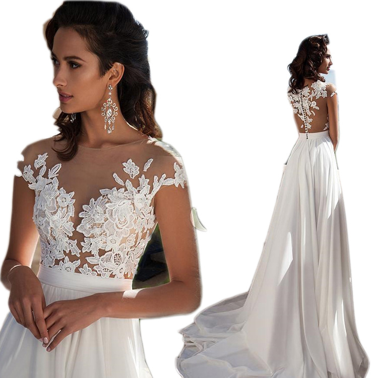 Gauze Wedding Dress 2025 New Spring Sleeve Bride Wedding Slim Waist Slimming Look Lace Tail Travel Photography