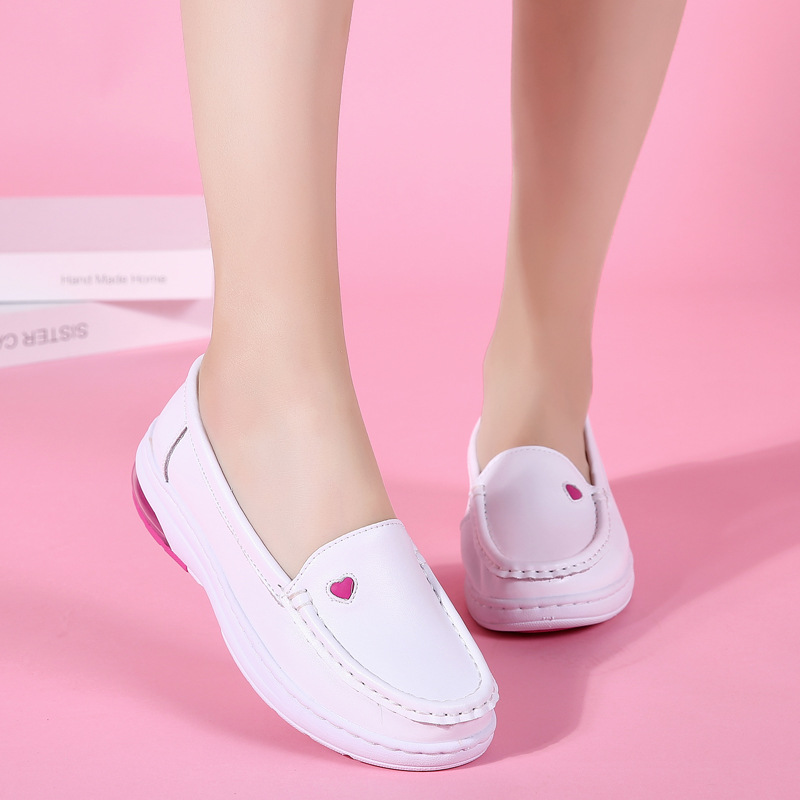 White leather nurse shoes