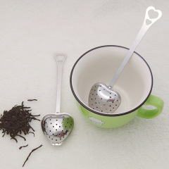 304 stainless steel heart-shaped tea strainer, gold-plated heart-shaped plate handle tea brewer, love titanium rose gold tea drain