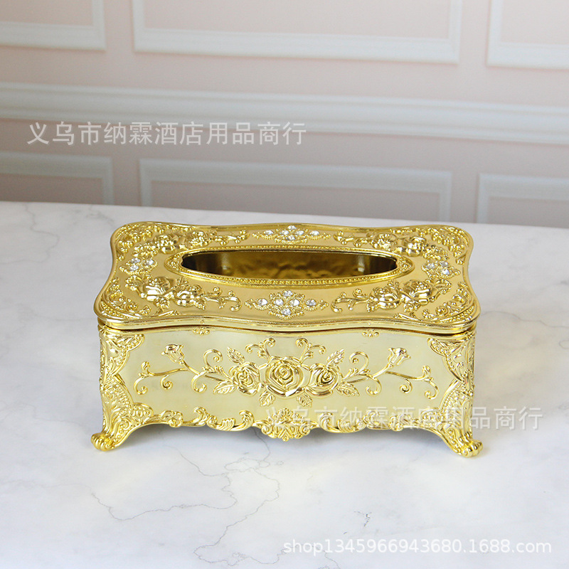 Caja de pañuelos de estilo europeo sala de estar tejido creativo nórdico ins caja de pañuelos de hogar KTV mesa de café simple comida Linda