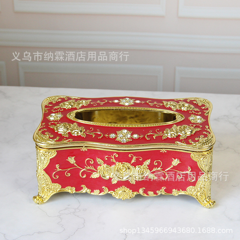 Caja de pañuelos de estilo europeo sala de estar tejido creativo nórdico ins caja de pañuelos de hogar KTV mesa de café simple comida Linda