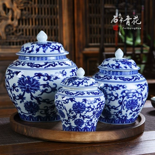 青花瓷茶叶罐陶瓷储存罐防潮密封储茶罐红茶绿茶家用茶室民宿批发