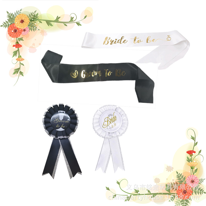 Novia/novio a ser nupcial hombro Correa etiqueta cinturón bronceado europeo y americano solo partido decoración insignia traje
