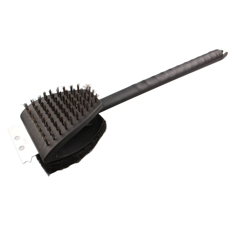 Fábrica directa PP mango largo cepillo de barbacoa cepillo de barbacoa de doble cara cepillo de limpieza de alambre de acero cepillo de alambre de cobre