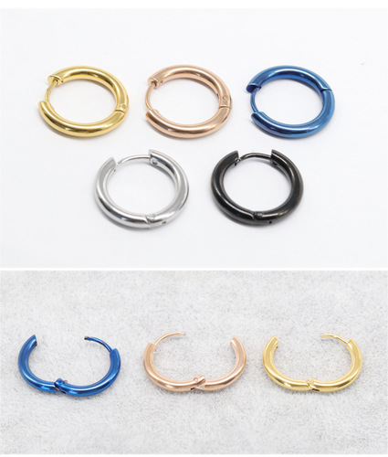 Cross-border titanium steel earrings and ear buckles, same style for men and women, personalized trendy and versatile earrings, stainless steel ear buckles, jewelry wholesale