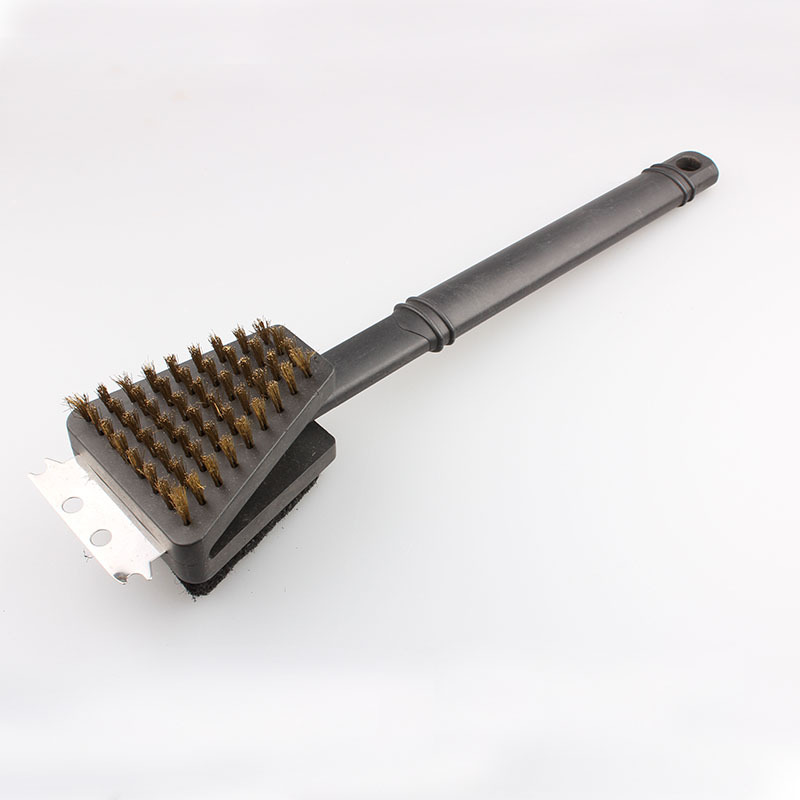 Fábrica directa PP mango largo cepillo de barbacoa cepillo de barbacoa de doble cara cepillo de limpieza de alambre de acero cepillo de alambre de cobre