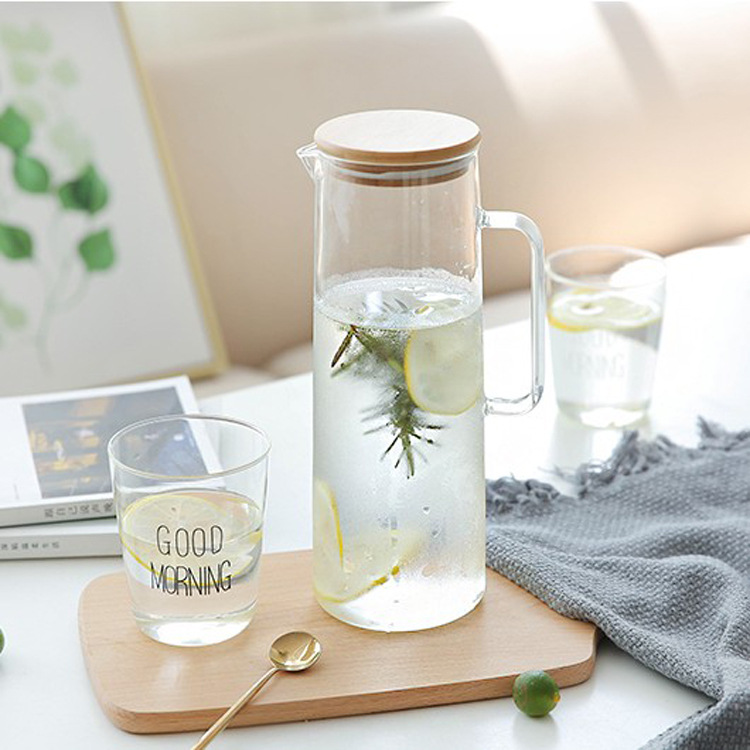 Tetera de vidrio de borosilicato recta hervidor de agua fría olla de jugo de verano simple tetera hervidor de agua fría