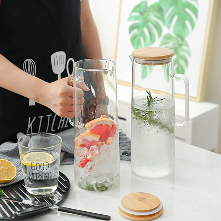 Tetera de vidrio de borosilicato recta hervidor de agua fría olla de jugo de verano simple tetera hervidor de agua fría