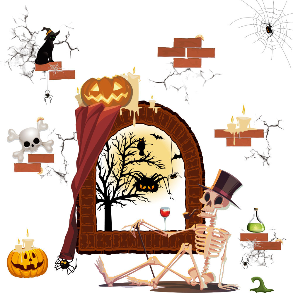 Fiesta de Halloween decoración pegatinas de ventana pegatinas de vidrio centro comercial supermercado escena diseño Halloween estática Pegatinas de ventana