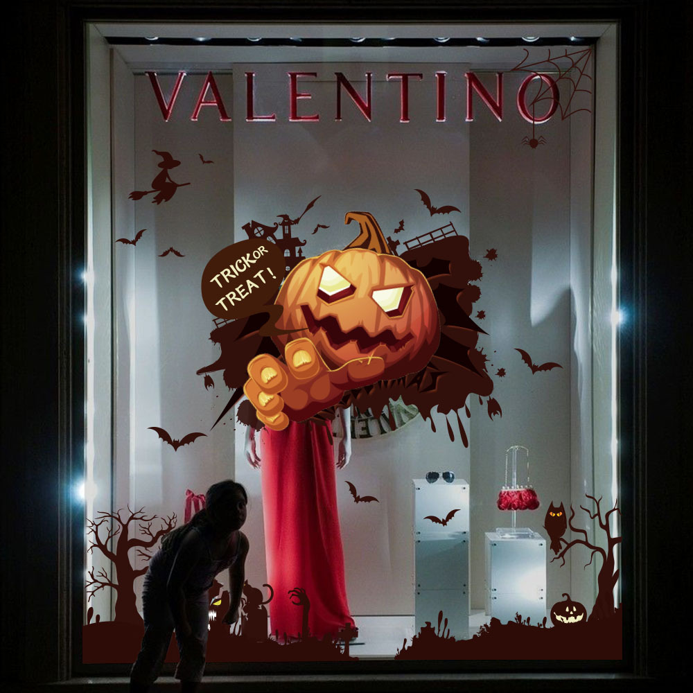 Fiesta de Halloween decoración pegatinas de ventana pegatinas de vidrio centro comercial supermercado escena diseño Halloween estática Pegatinas de ventana
