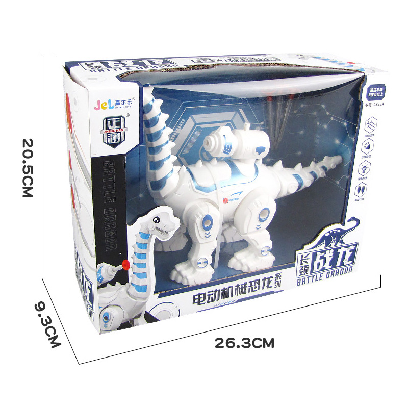 Nuevo eléctrico de combate mecánico cuello largo dragón Luz de Música automática para caminar puesto de luz Venta caliente al por mayor juguetes para niños