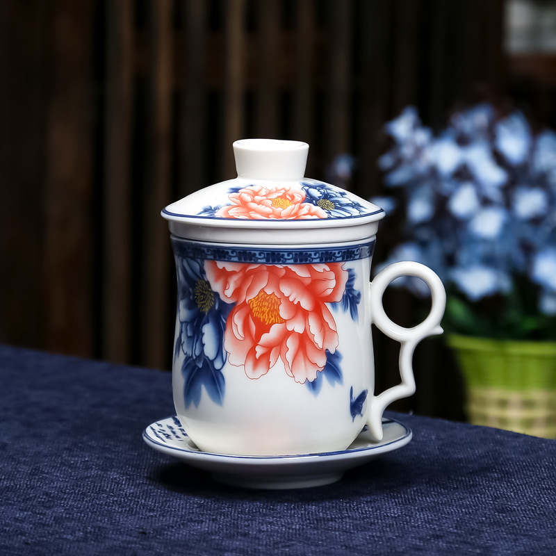Dehua Ceramic Office Four-piece Tea Cup Home Tea Personal Cup with Lid with Filter Practical Boss Cup Wholesale Dehua Ceramic Office Four-piece Tea Cup Home Tea Personal Cup with Lid with Filter Practical Boss Cup Wholesale